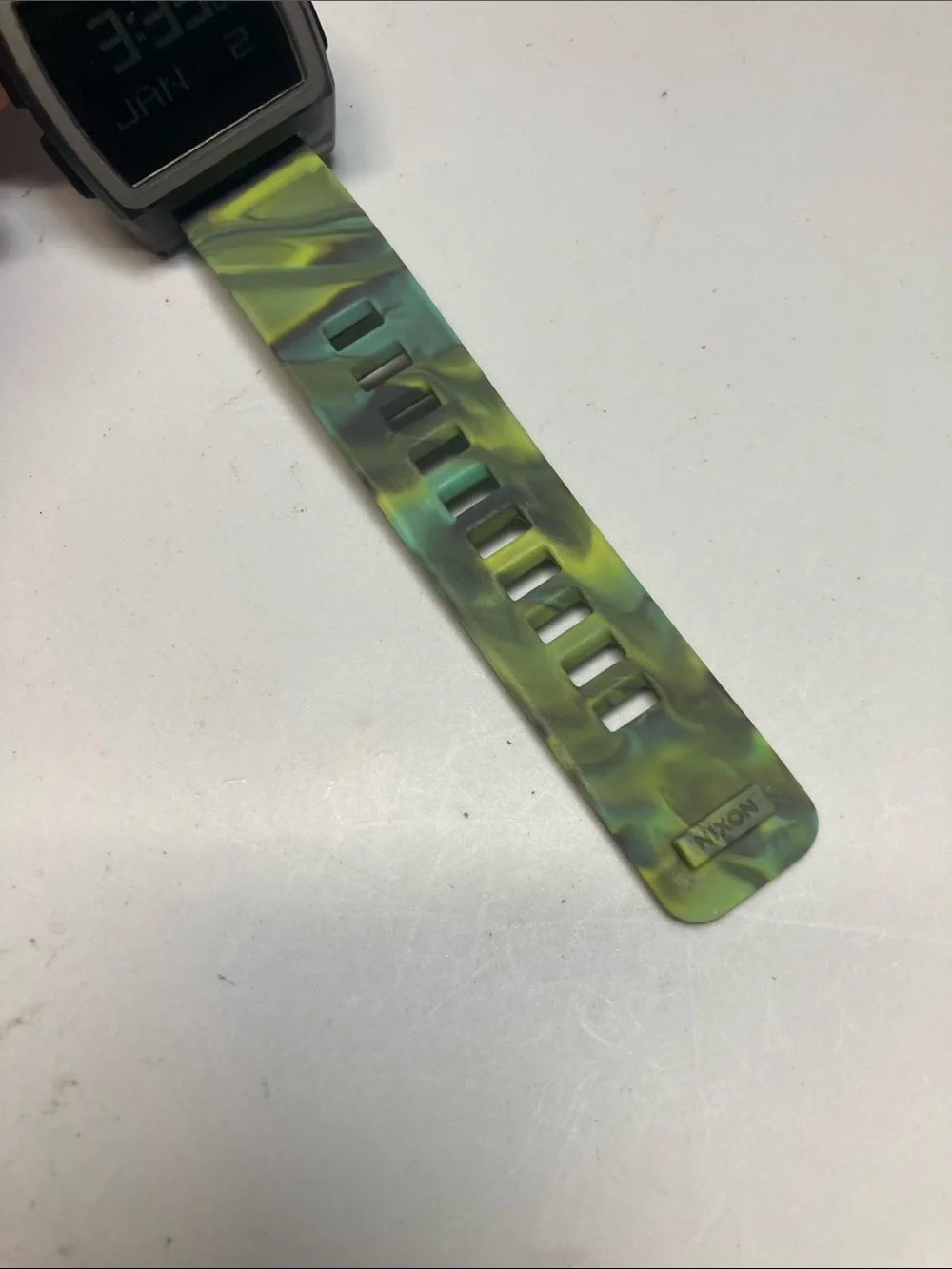 Nixon Base Tide, jellyfish glow in dark strap, translucent case, new battery